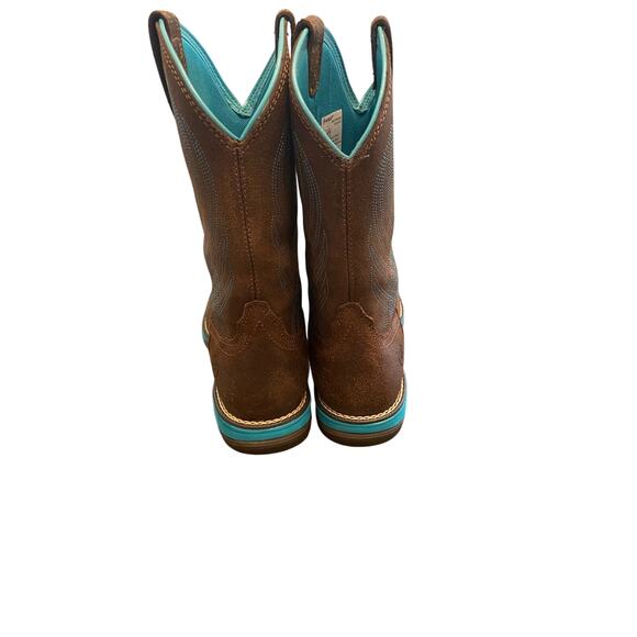 Ariat Women’s Anthem Square Toe Western Boots Java Brown Turquoise 8B w/ Box - Picture 3 of 8